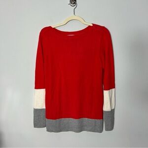 NEW Womens Boatneck GAP Red, Cream, and Gray Crew Neck Sweater 242